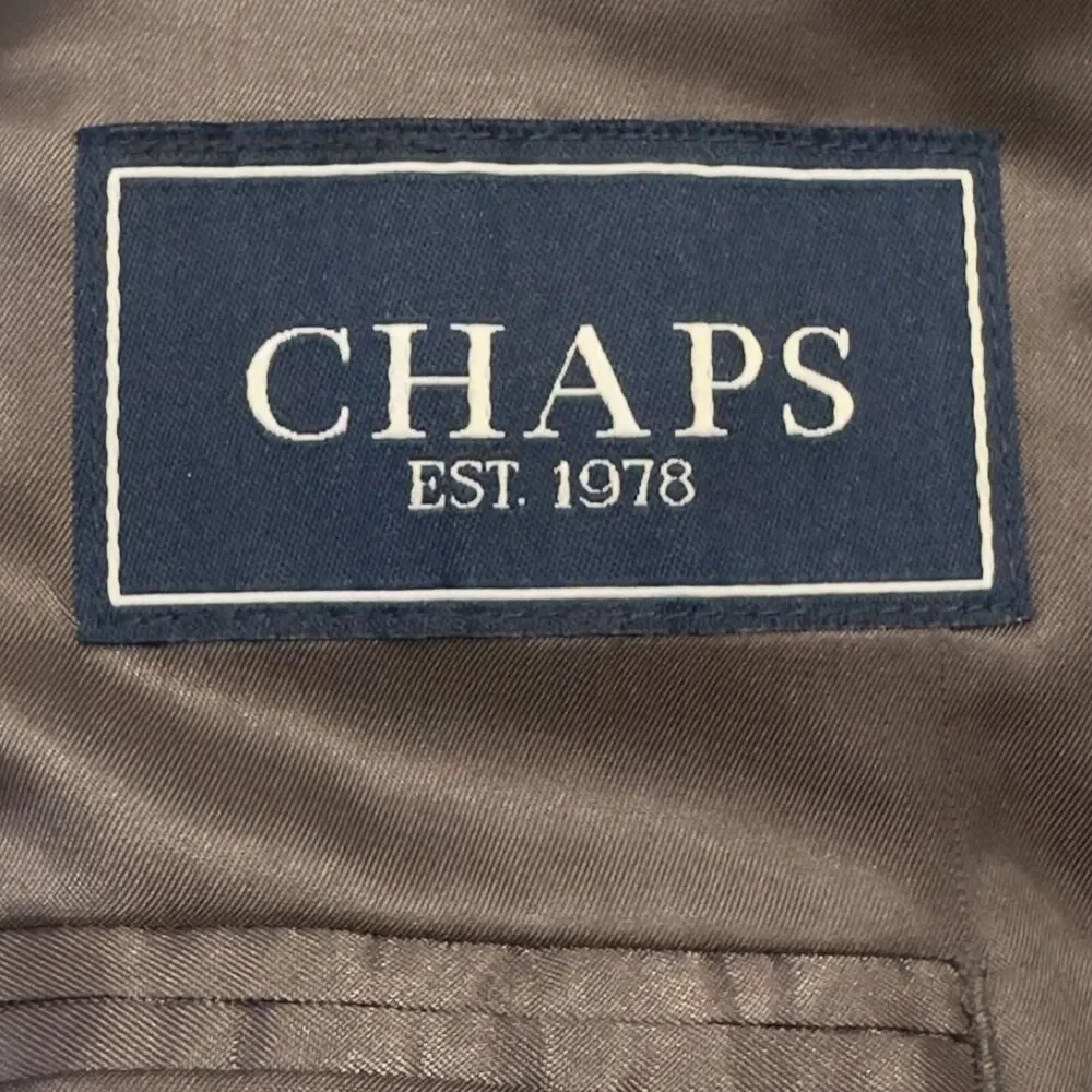 CHAPS Mens Blazer Sport Coat Two Button Casual Jacket 46L Gray 100% Lamb'sWOOL
